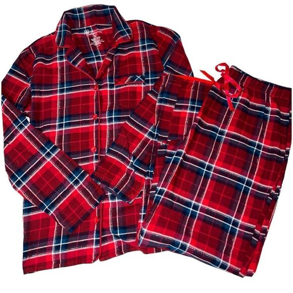 Croft and Barrow red plaid 2 piece pj set - Picture 2 of 6